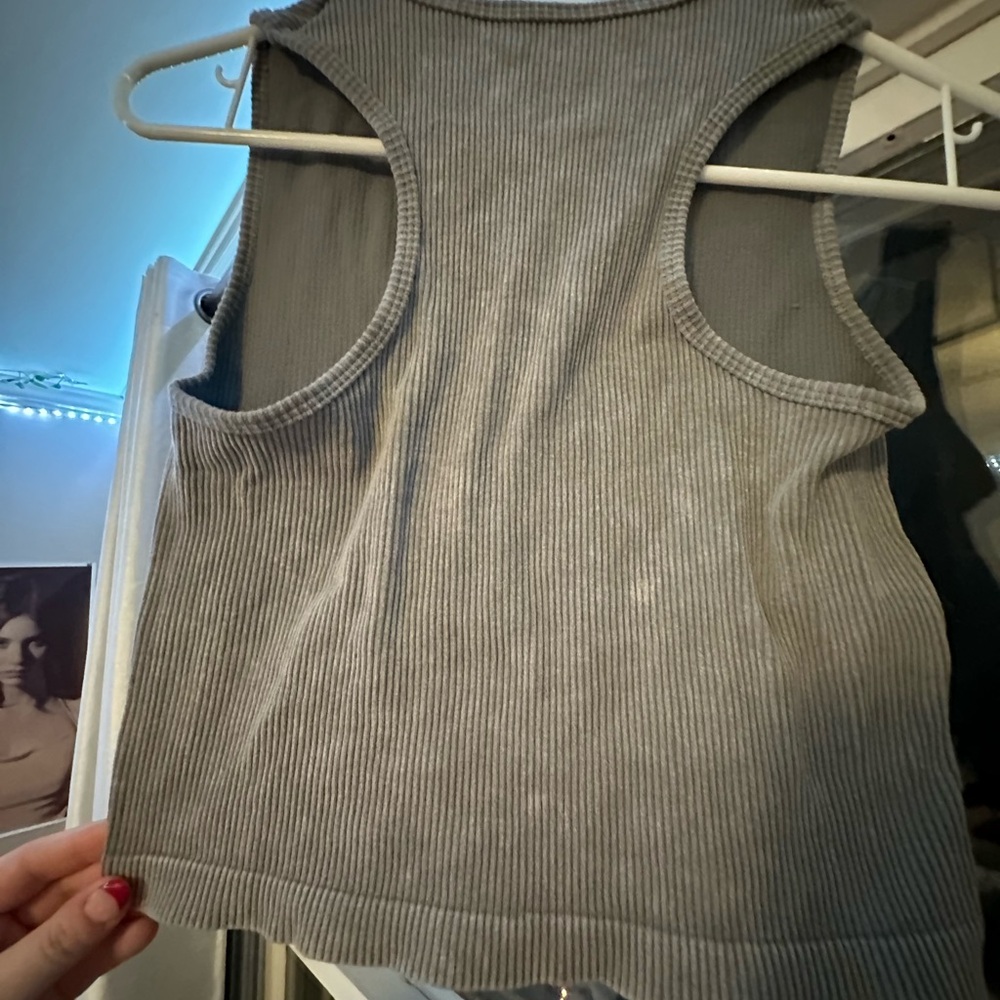 Gray Ribbed Women's Tank Top